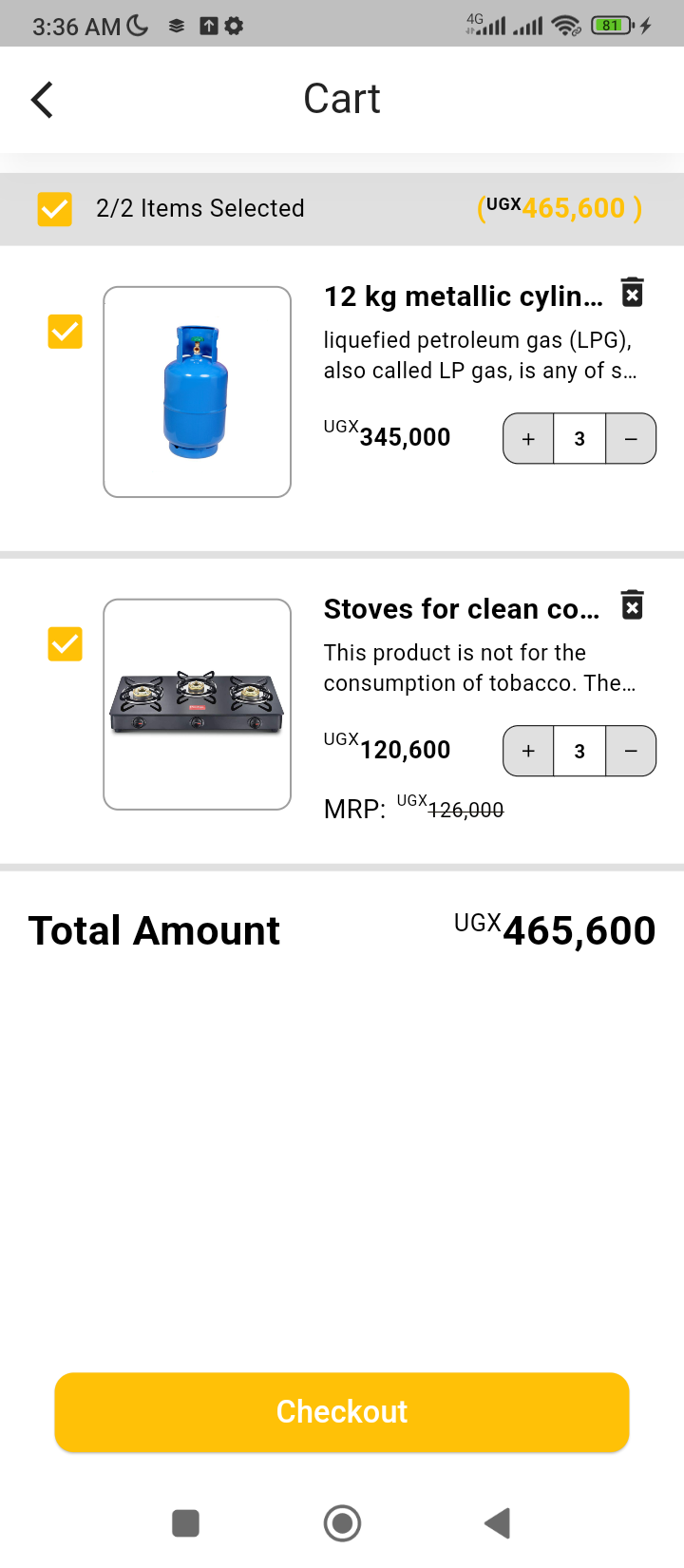 Cart Screen